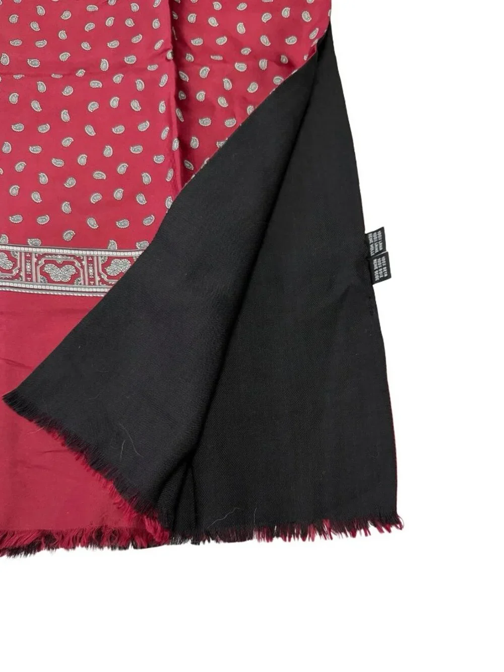 Pierre Balmain Reversible Silk Wool Scarf Burgundy Paisley Black Italy 54
